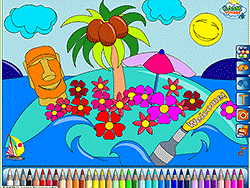 Tropical Island Paradise Coloring