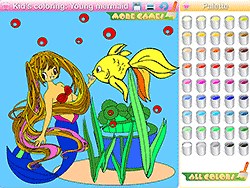 Kid's Coloring: Young Mermaid